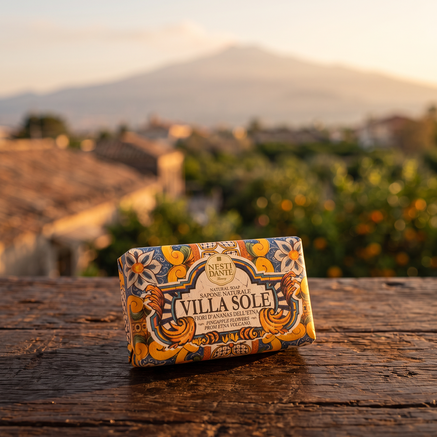 Nesti Dante Villa Sole Pineapple Flowers Natural Soap Bar 250g – From Mount Etna, Sicily, Vegetable Base, Handcrafted Italian Luxury Soap, Made in Florence Italy