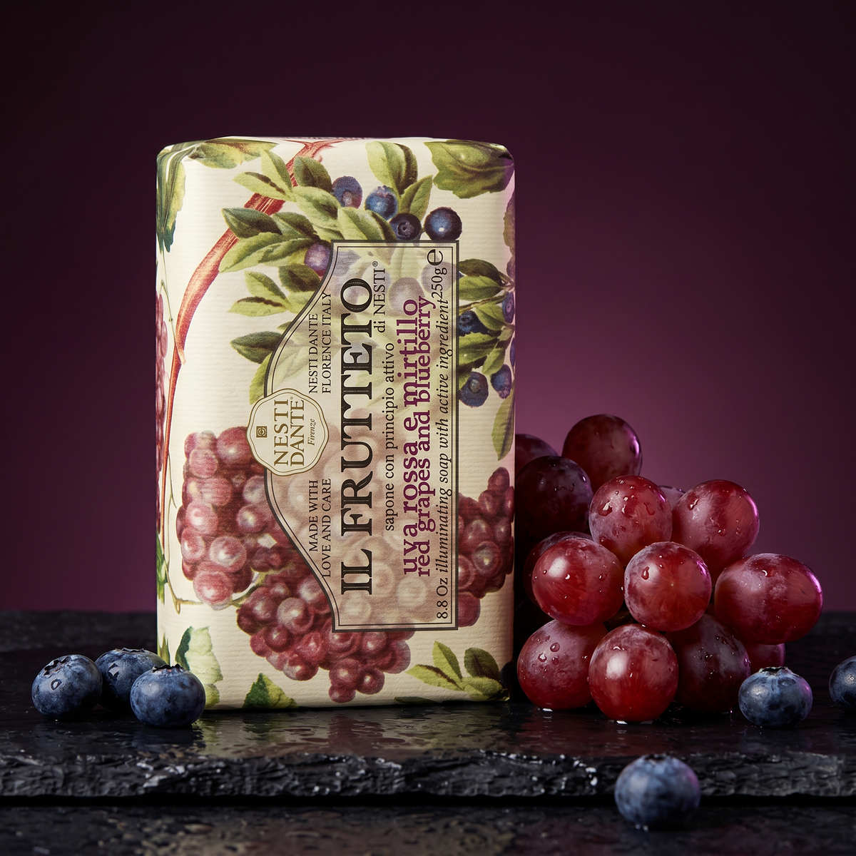 Nesti Dante Red Grapes & Blueberry Soap 250g | Antioxidant Fruit Soap