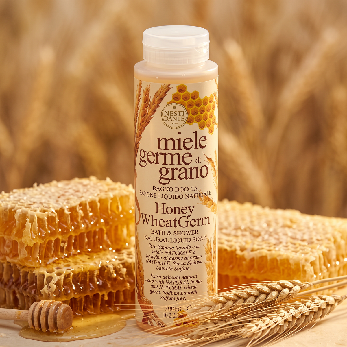 Nesti Dante Honey & Wheat Germ Shower Gel 300ml | Golden Nourishing Wash