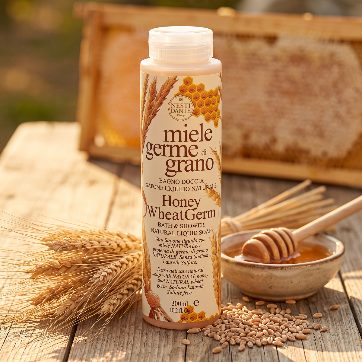 Nesti Dante Honey & Wheat Germ Shower Gel 300ml | Golden Nourishing Wash