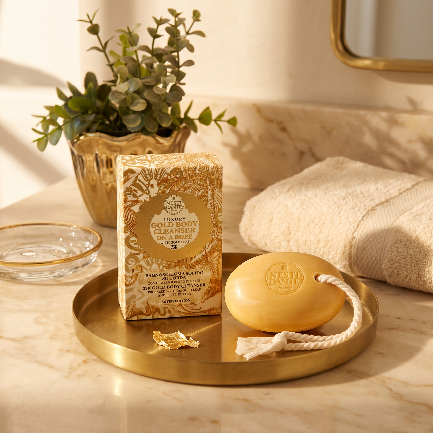 Nesti Dante Luxury Gold Body Cleanser Soap In a Rope 150g | 23K Gold Leaf Cleanser