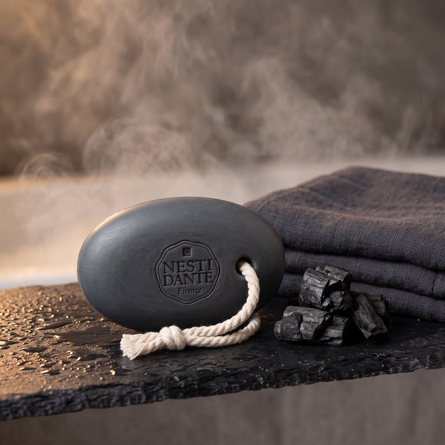 Nesti Dante Luxury Black Body Cleanser Soap in a Rope 150g | Active Carbon Detox Cleanser