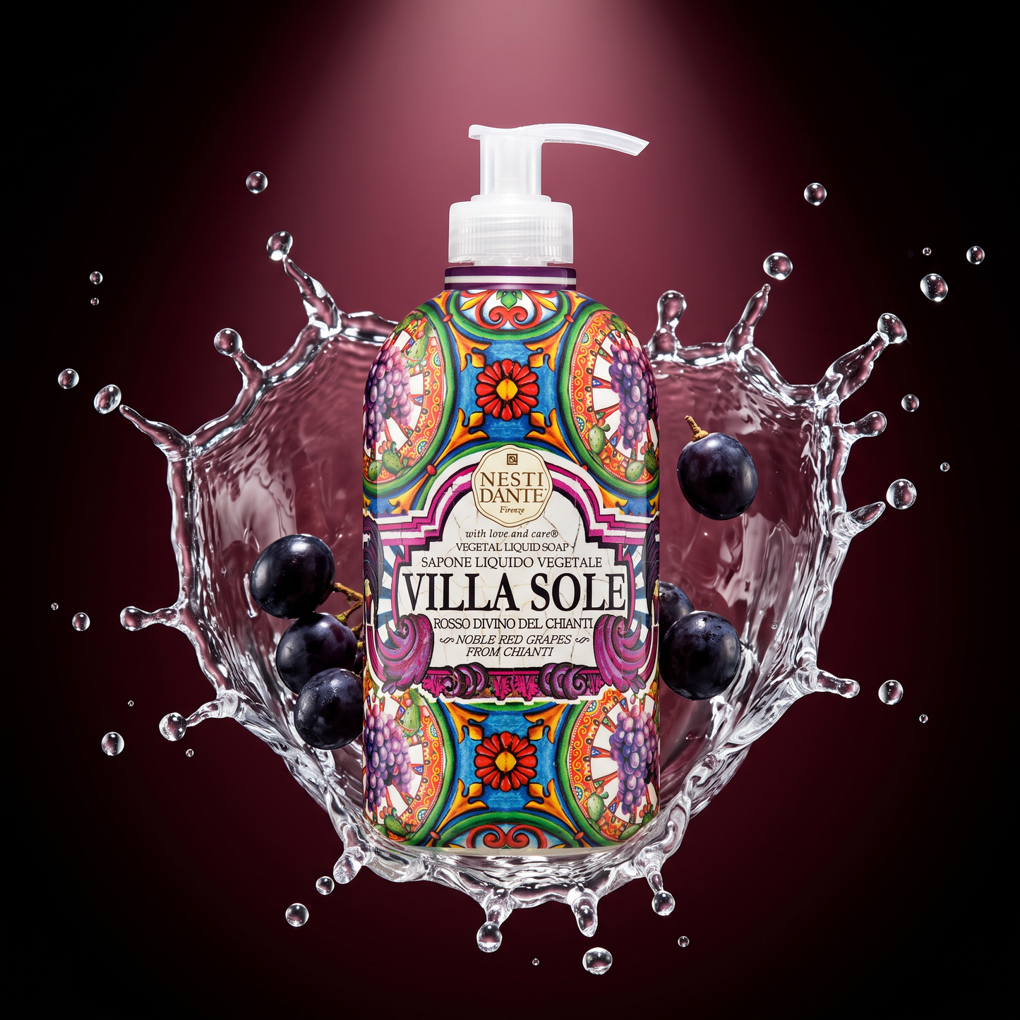 Nesti Dante Villa Sole Rosso Divino del Chianti Liquid Soap 500ml | Noble Red Grapes