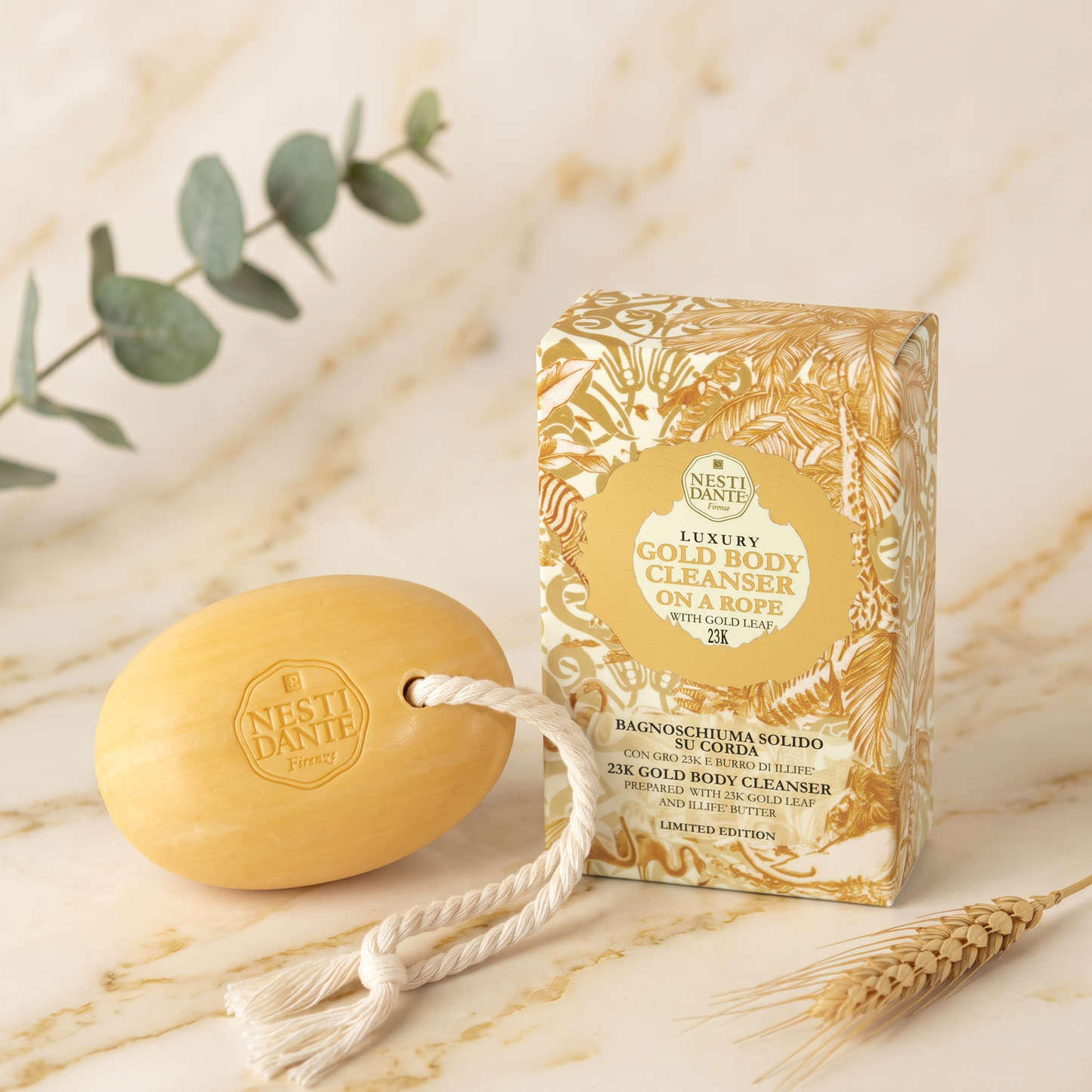 Nesti Dante Luxury Gold Body Cleanser Soap In a Rope 150g | 23K Gold Leaf Cleanser