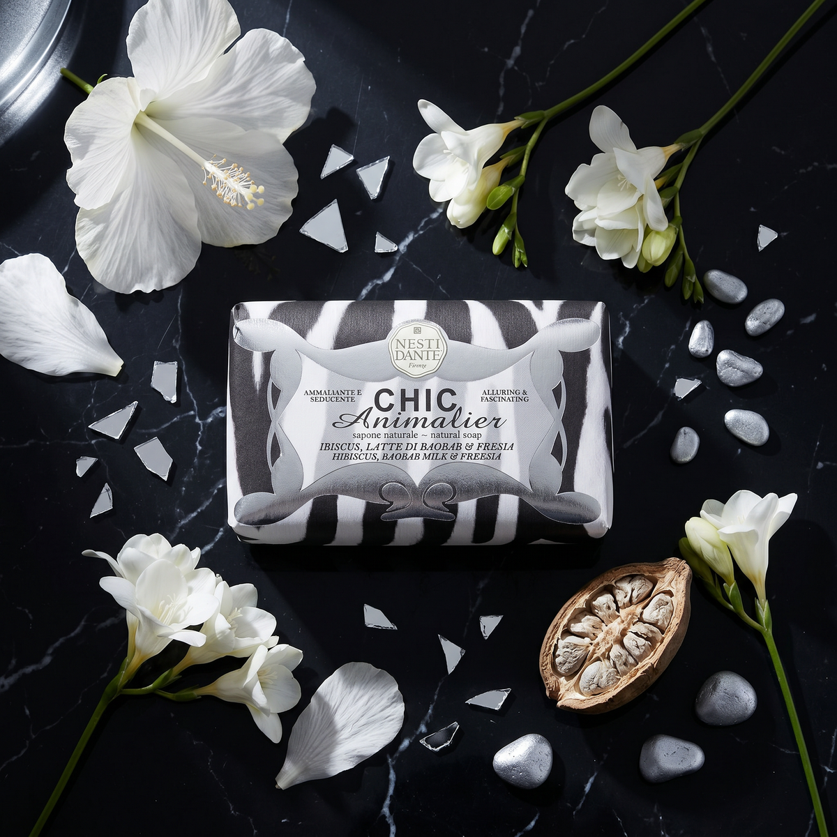 Nesti Dante Zebra Soap 250g | Hibiscus & Baobab Freesia