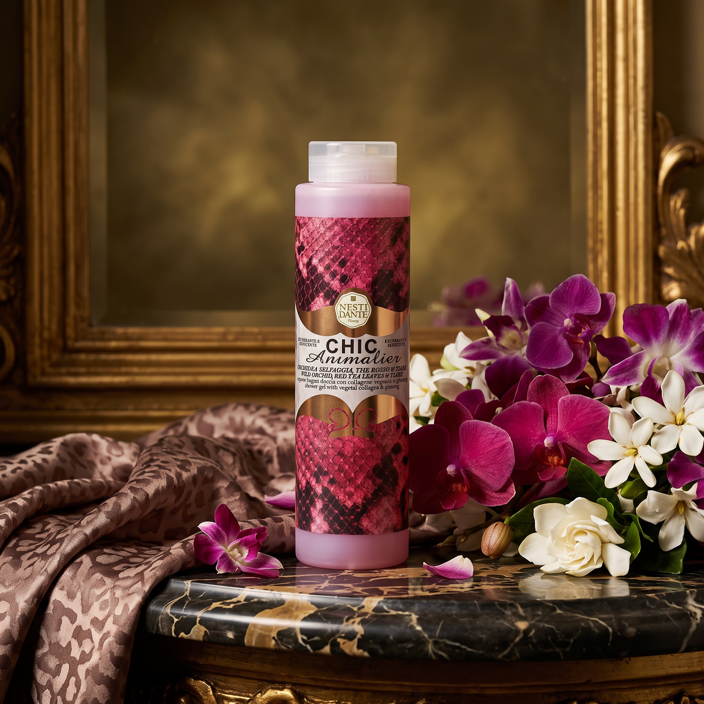 Nesti Dante Chic Animalier Red Shower Gel 300ml | Wild Orchid & Red Tea Wash