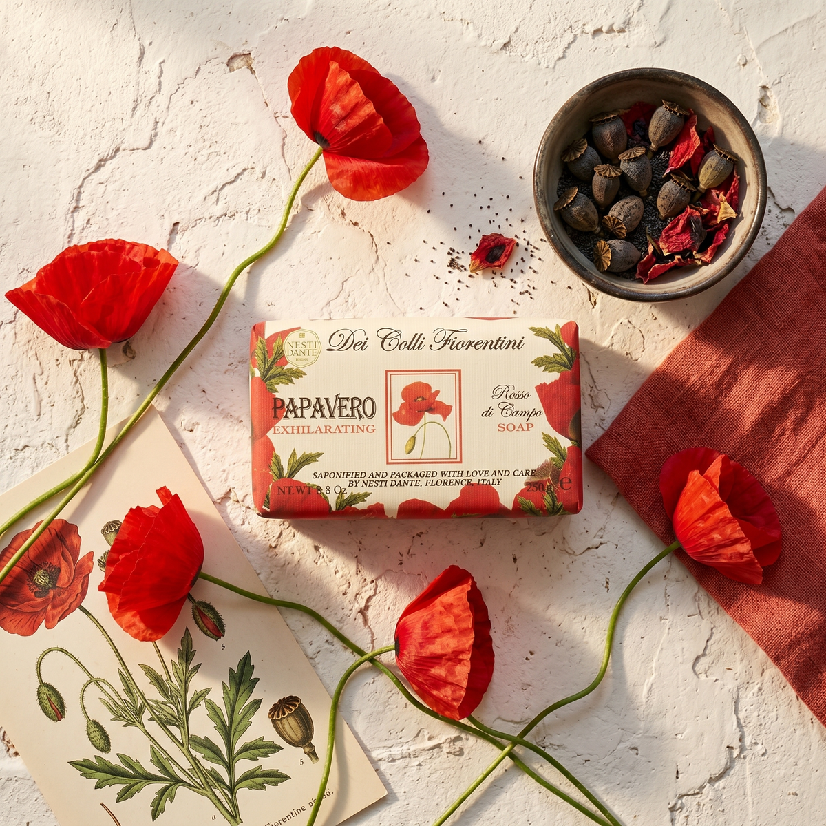 Nesti Dante Poppy Soap 250g | Wild Tuscan Poppy Field