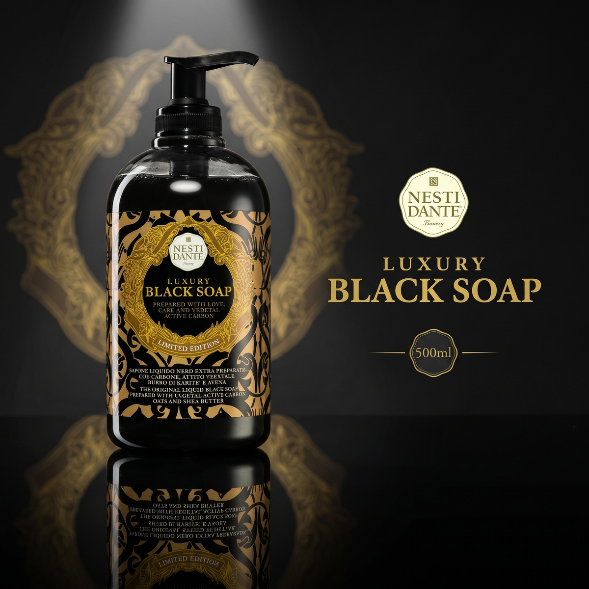 Nesti Dante Black Liquid Soap 500ml | Active Carbon Hand Wash