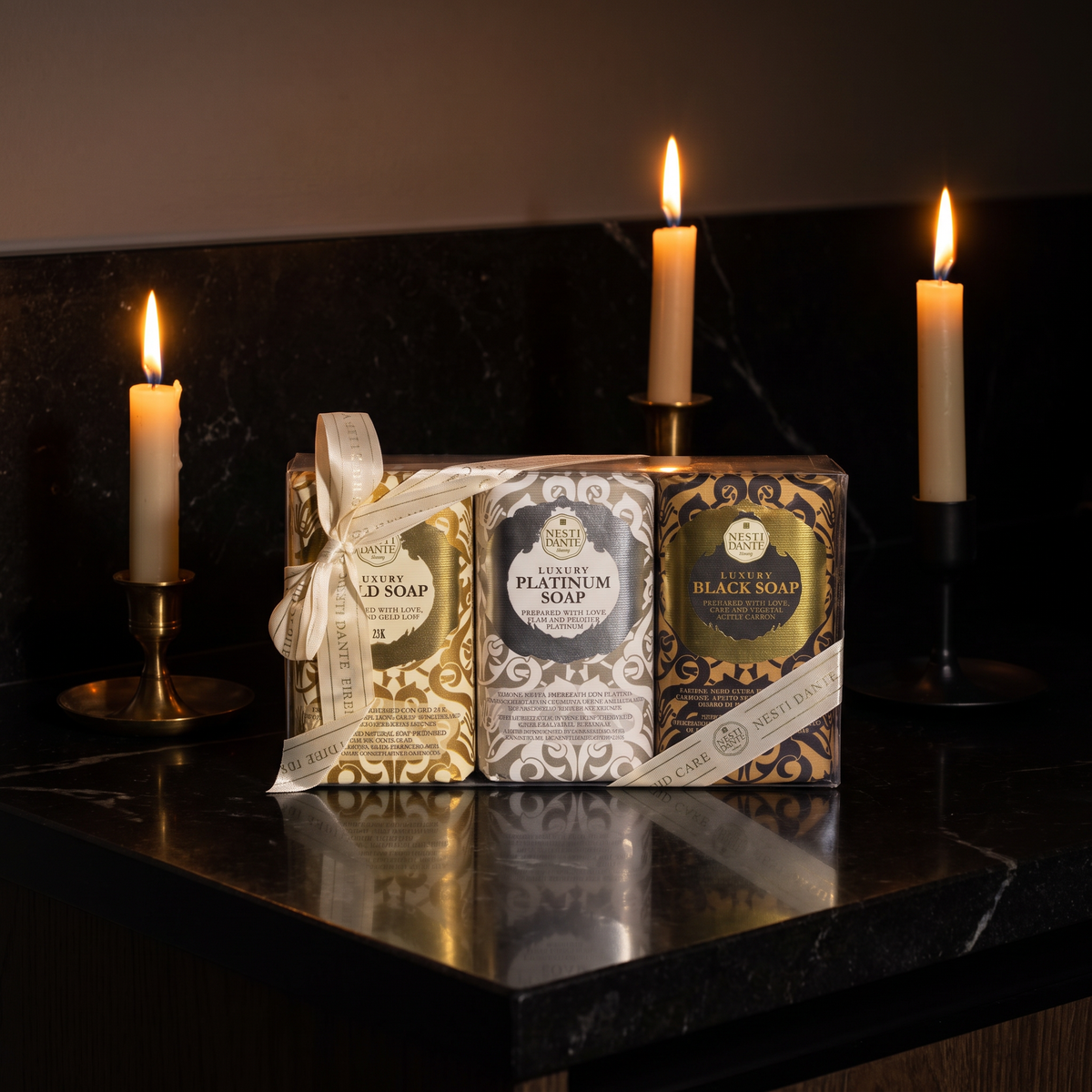 Nesti Dante Luxury Trio Gift Set | Gold, Platinum & Black Soap 250g