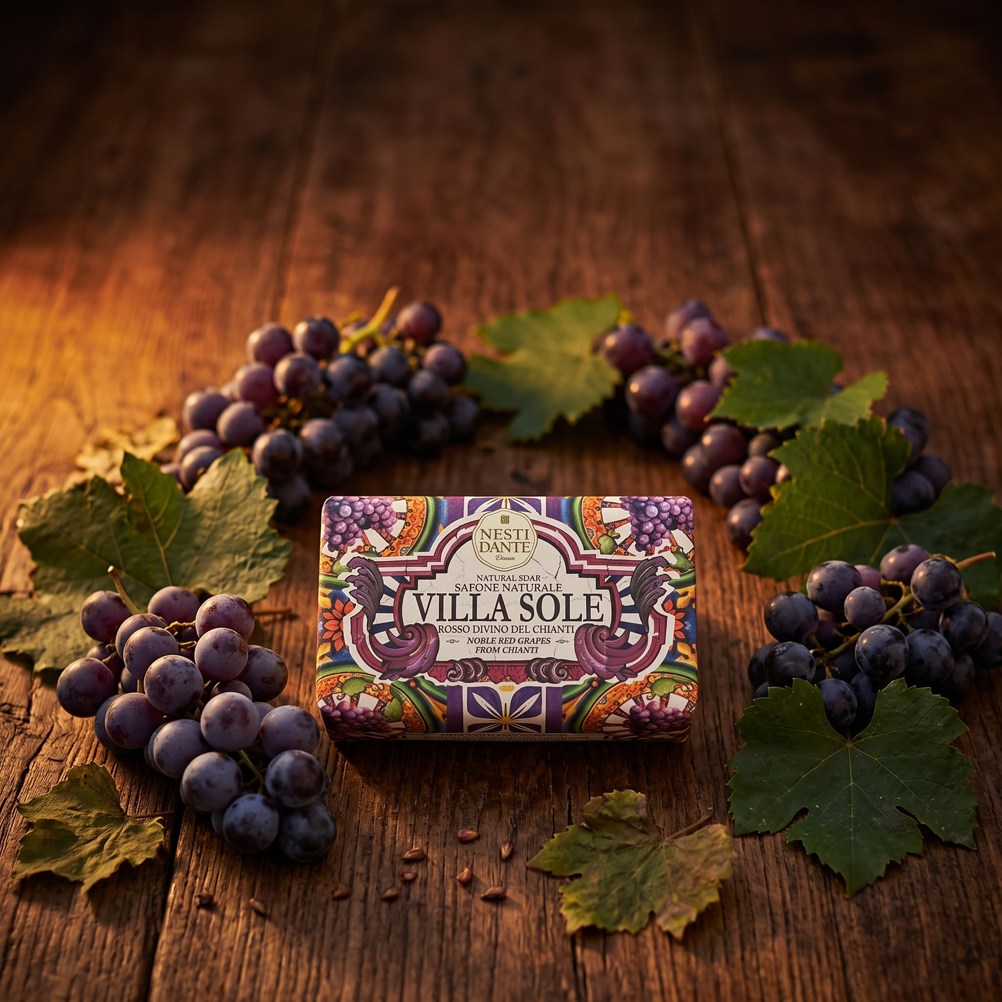 Nesti Dante Villa Sole Divine Grape Natural Soap Bar 250g – Chianti Grape Extract, Vegetable Base, Handcrafted Italian Luxury Soap, Made in Florence Italy