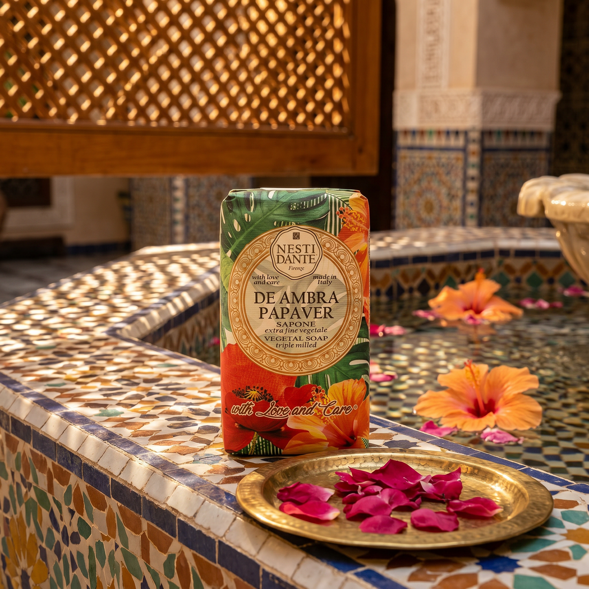 Nesti Dante De Ambra Papaver Soap 250g | Warm Amber & Poppy