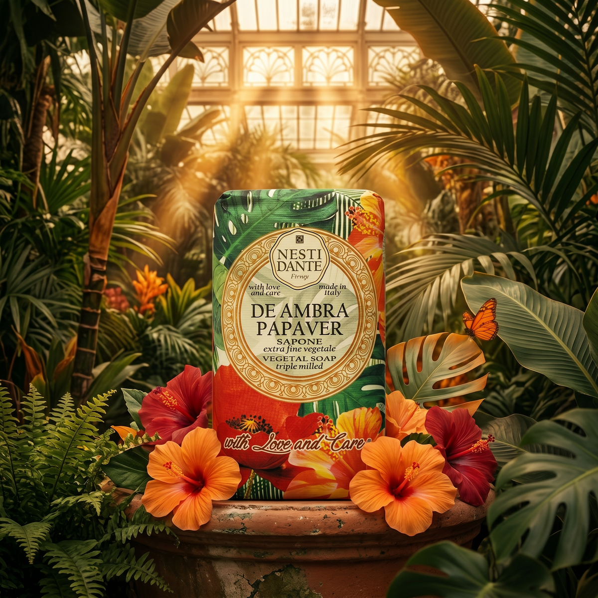 Nesti Dante De Ambra Papaver Soap 250g | Warm Amber & Poppy