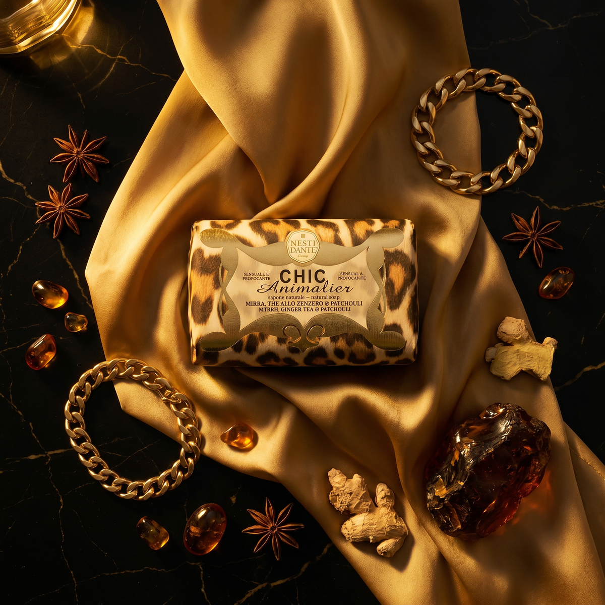 Nesti Dante Leopard Soap 250g | Myrrh & Ginger Patchouli
