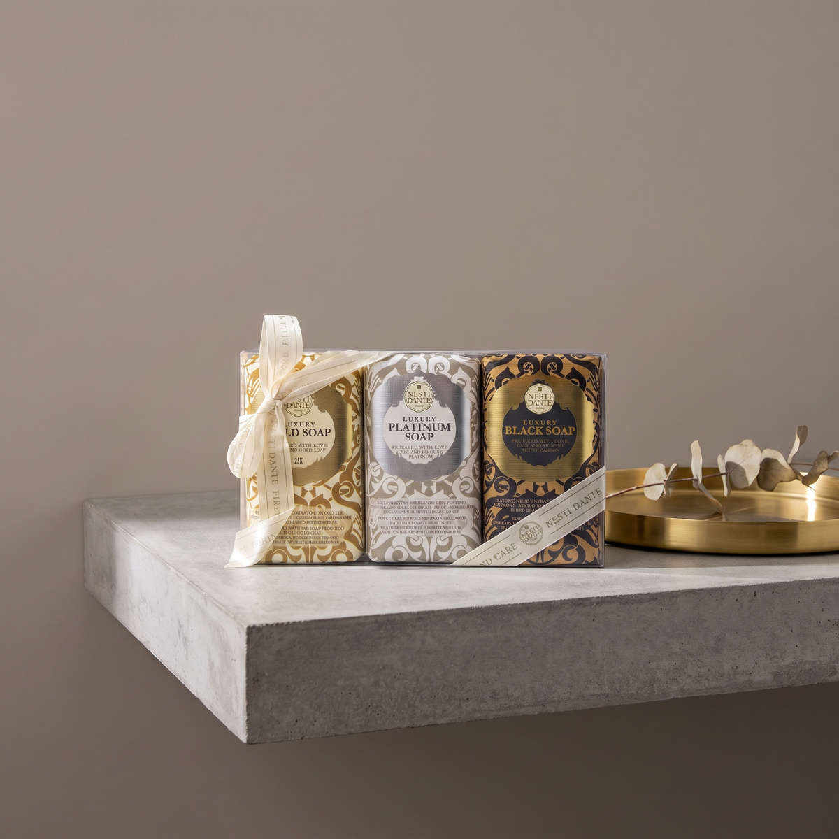 Nesti Dante Luxury Trio Gift Set | Gold, Platinum & Black Soap 250g